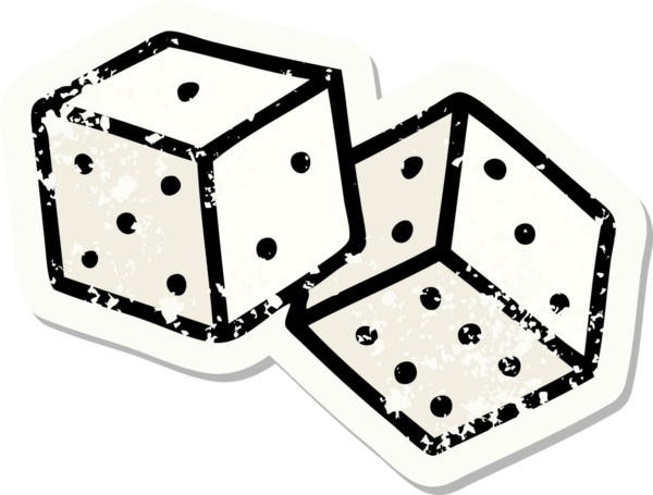 Bir insan tarafından çizilmiş şanslı zarların geleneksel stiliyle dövmesi.