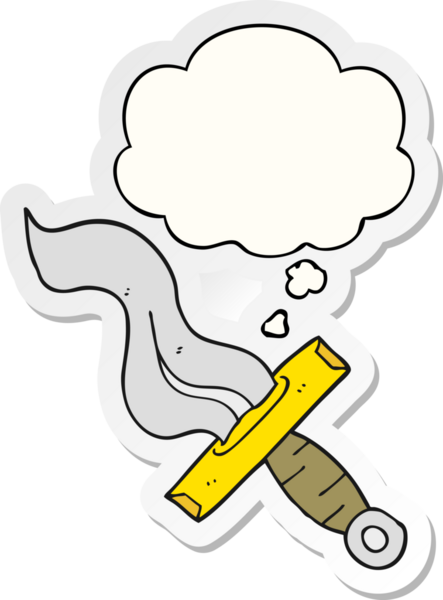 İnsan tarafından çizilmiş bir çıkartma olarak düşünce baloncuğu olan çizgi film hançeri.