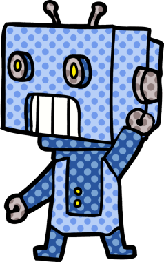 Bir insan tarafından çizilmiş çizgi film robotu