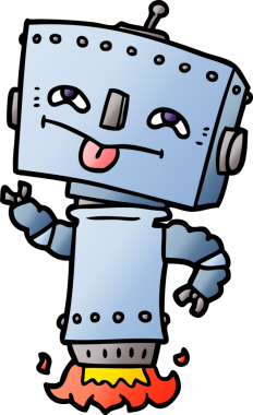 Bir insan tarafından çizilmiş çizgi film robotu