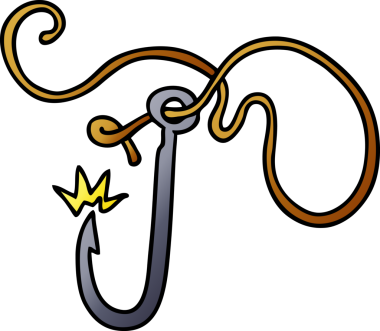 Bir insan tarafından çizilmiş keskin bir oltanın gradyan karikatürü.