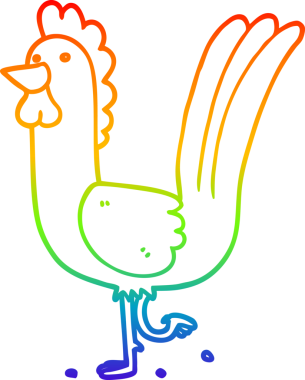 gökkuşağı gradyan çizgi çizimi bir insan tarafından çizilmiş bir horoz çizgi