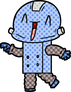 Bir insan tarafından çizilmiş çizgi film robotu