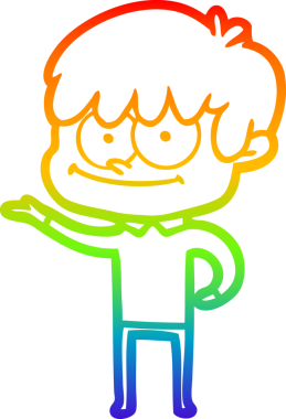 gökkuşağı gradyanı çizimi bir insan tarafından çizilmiş mutlu bir çizgi film adamı