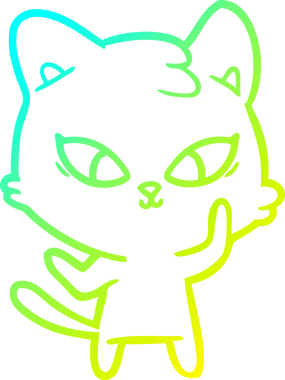 Bir insan tarafından çizilmiş bir çizgi film kedisinin soğuk gradyan çizgisi.