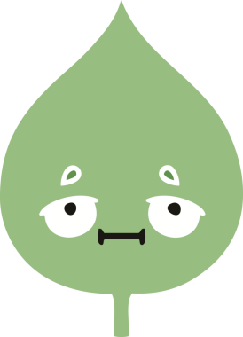 Bir insan tarafından çizilmiş dışavurumsal yaprağın düz renk retro karikatürü