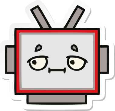 Bir insan tarafından çizilmiş şirin bir robot kafasının çıkartması.