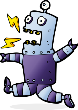 Bir insan tarafından çizilmiş korku dolu bir robot.