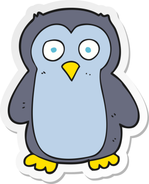 Bir insan tarafından çizilmiş karikatür pengueni çıkartması.