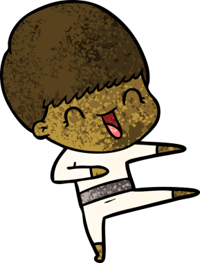 Bir insan tarafından çizilmiş mutlu çizgi film çocuğu.