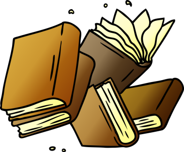 Bir insan tarafından çizilmiş kitap koleksiyonunun gradyan karikatürü.