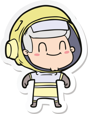 Bir insan tarafından çizilmiş mutlu bir astronotun çıkartması.