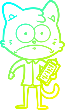 Bir insan tarafından çizilmiş bir karikatür kedisinin soğuk gradyan çizimi