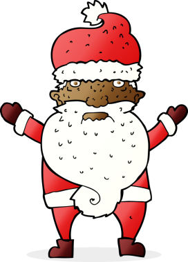 Bir insan tarafından çizilmiş huysuz Noel Baba çizgi filmi.