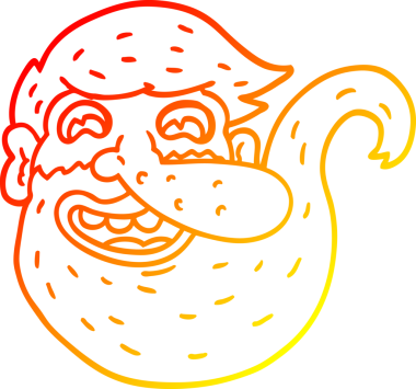 Bir insan tarafından çizilmiş sakallı bir adamın sıcak çizgi çizgisi.