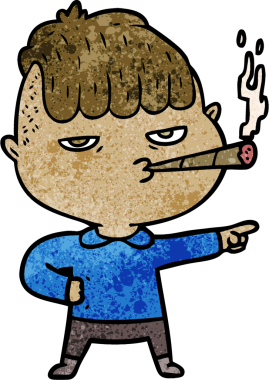 Bir insan tarafından çizilmiş sigara içen karikatürist.