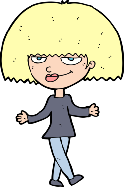 Bir insan tarafından çizilmiş kendini beğenmiş bir kadın.