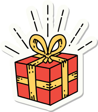 Bir insan tarafından çizilmiş dövme stili Noel hediyesi.