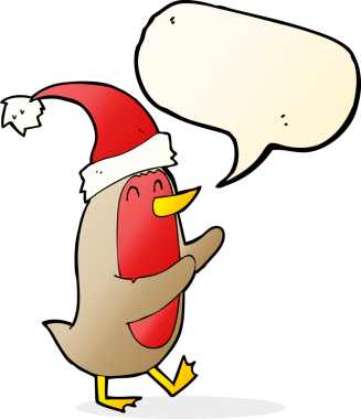 bir insan tarafından çizilmiş konuşma baloncuklu noel robini.