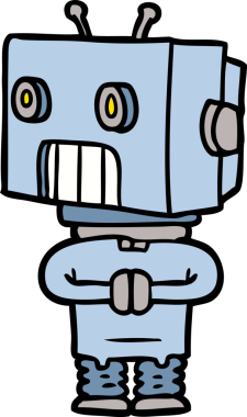 Bir insan tarafından çizilmiş çizgi film robotu