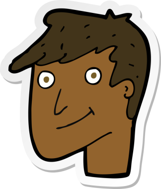 Bir insan tarafından çizilmiş mutlu bir adamın çıkartması.