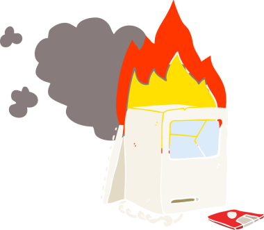 Bir insan tarafından çizilmiş düz renk çizgi film bozuk bilgisayar