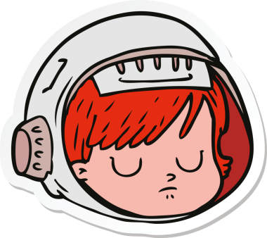 Bir insan tarafından çizilmiş bir astronot suratının çıkartması.