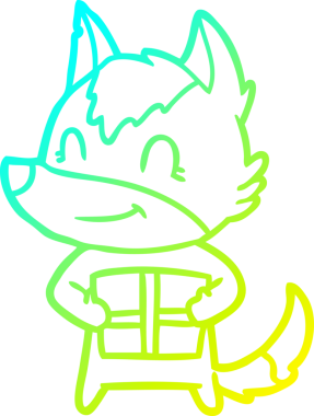 Bir insan tarafından çizilmiş dost canlısı bir kurt çizgi çizimi.