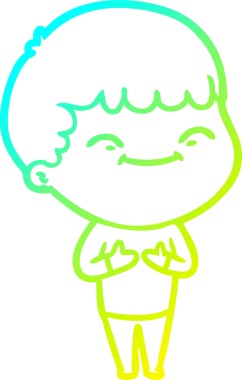 Bir çizgi film karakteri çizen soğuk çizgi bir insan tarafından çizilmiş mutlu çocuk.