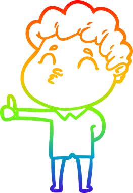 Gökkuşağı gradyan çizgi çizimi bir insan tarafından çizilen bir çizgi film adamı