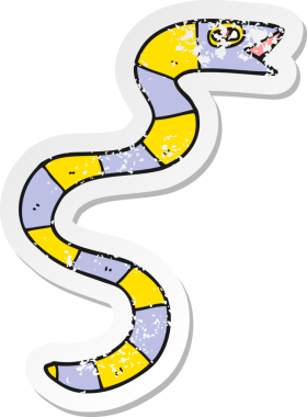 Bir insan tarafından çizilmiş çizgi film yılanının sıkıntılı çıkartması.