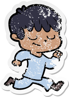 Bir insan tarafından çizilmiş mutlu bir çocuğun sıkıntılı çıkartması.