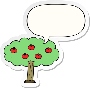 bir insan tarafından çizilmiş konuşma kabarcığı etiketli elma ağacı.