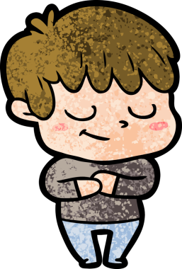 Bir insan tarafından çizilmiş mutlu çizgi film çocuğu.