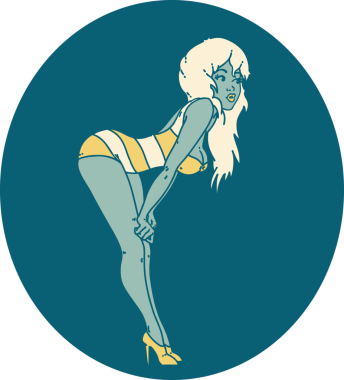 Bir insan tarafından çizilmiş yüzme kostümlü bir kızın sembolik dövmesi.