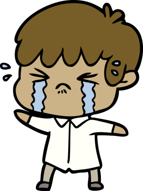 Bir insan tarafından çizilmiş ağlayan çizgi film çocuğu.