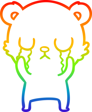 Bir insan tarafından çizilmiş ağlayan çizgi film ayısının çizimi.