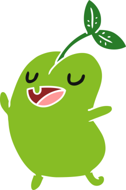 Çizgi film illüstrasyonu kawaii bir insan tarafından çizilmiş tatlı filizlenen fasulye.