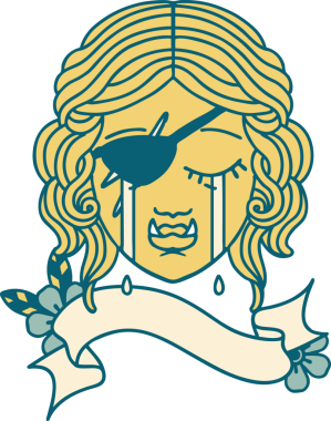 Retro Dövme Biçimi Ağlayan Ork düzenbaz karakter yüzü Bir insan tarafından çizilmiş