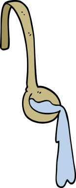 Bir insan tarafından çizilmiş yemek kepçesi.