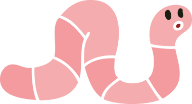 Bir insan tarafından çizilmiş garip bir çizgi film solucanı.