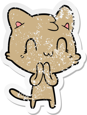 Bir insan tarafından çizilmiş mutlu bir kedinin sıkıntılı çıkartması.