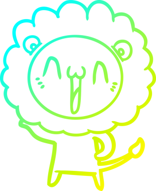 Bir insan tarafından çizilmiş mutlu çizgi film aslanı çizimi.