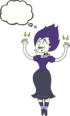 Bir insan tarafından çizilmiş serbest çizim baloncuk vampir kız.