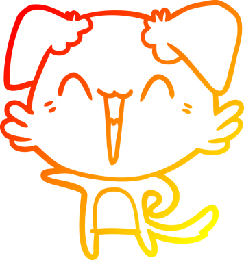 Bir insan tarafından çizilmiş mutlu, küçük bir köpek çizgi filminin çizimi.