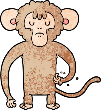 Bir insan tarafından çizilmiş çizgi film maymunu çizimi