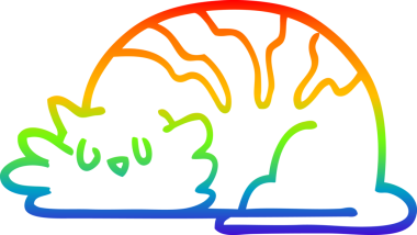 gökkuşağı gradyan çizgi çizimi bir insan tarafından çizilmiş uykulu kedi