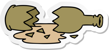 Kırık bir şişenin insan eliyle çizilmiş karikatürü.