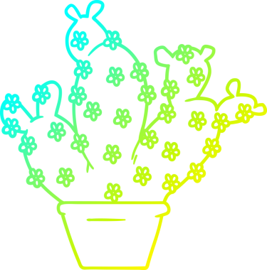 Bir insan tarafından çizilen kaktüsün soğuk gradyan çizimi.