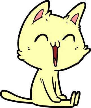 Bir insan tarafından çizilmiş mutlu çizgi film kedisi.